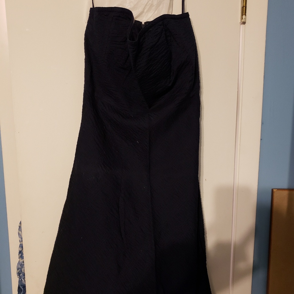 Navy strapless dress